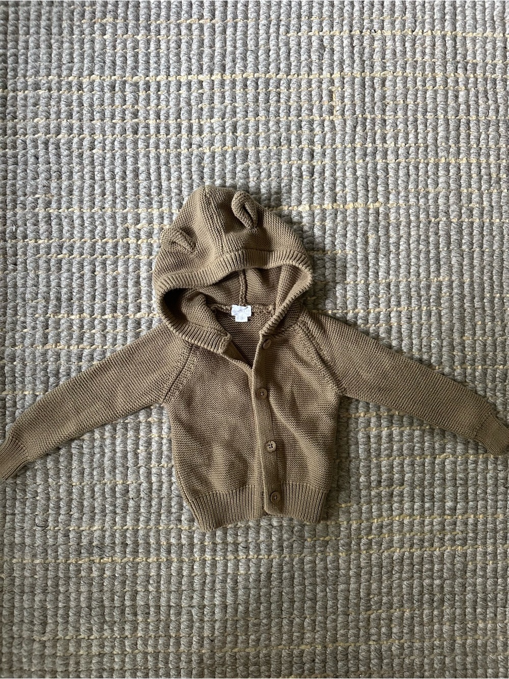 Jamie Kay Baby Brown Hooded Knit Cardigan with Ear Detail